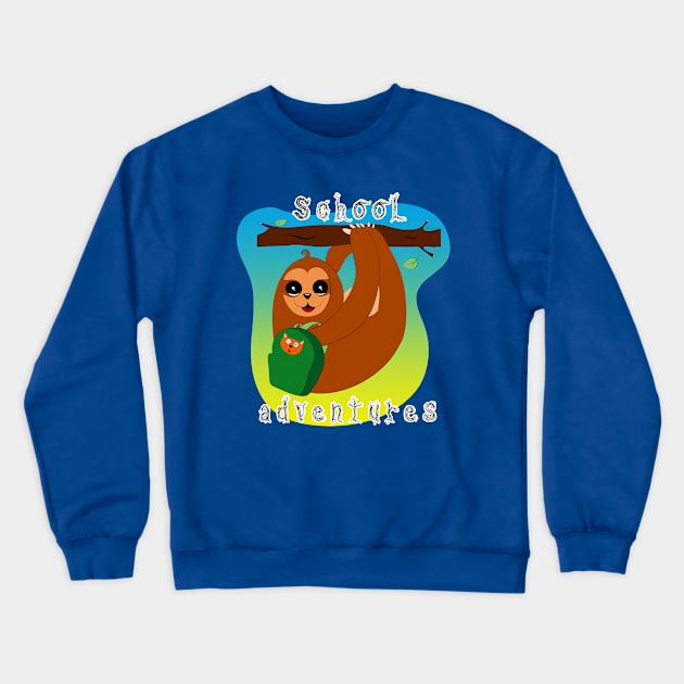 School Adventures_Boy Sloth Crewneck Sweatshirt by DitzyDonutsDesigns